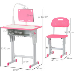 Набор парта + стул Homcom 312-061PK (Pink) Thumb