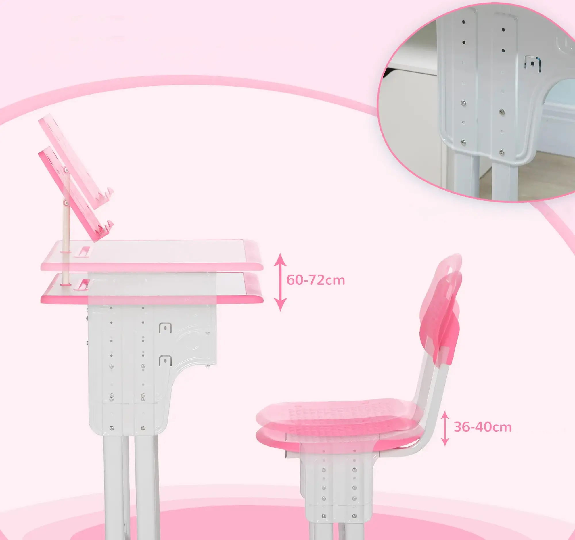Set banca + scaun Homcom 312-061V00PK (Pink) - 7