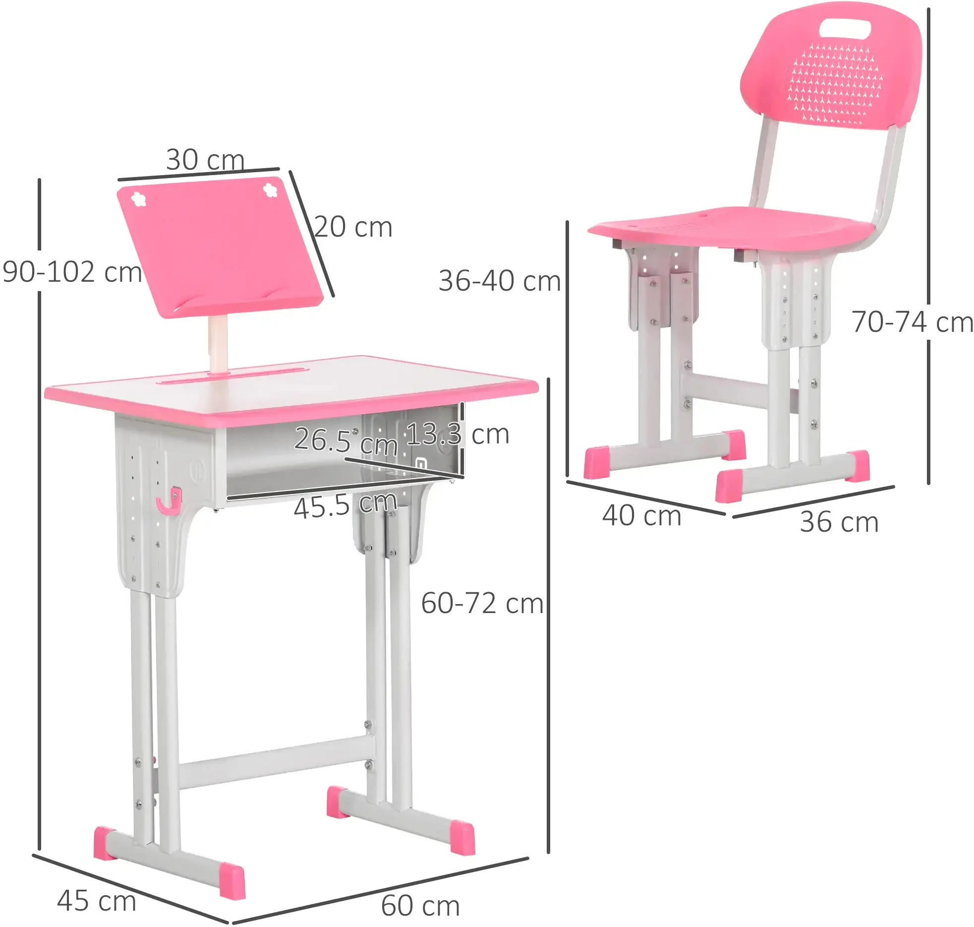 Set banca + scaun Homcom 312-061V00PK (Pink) - 8