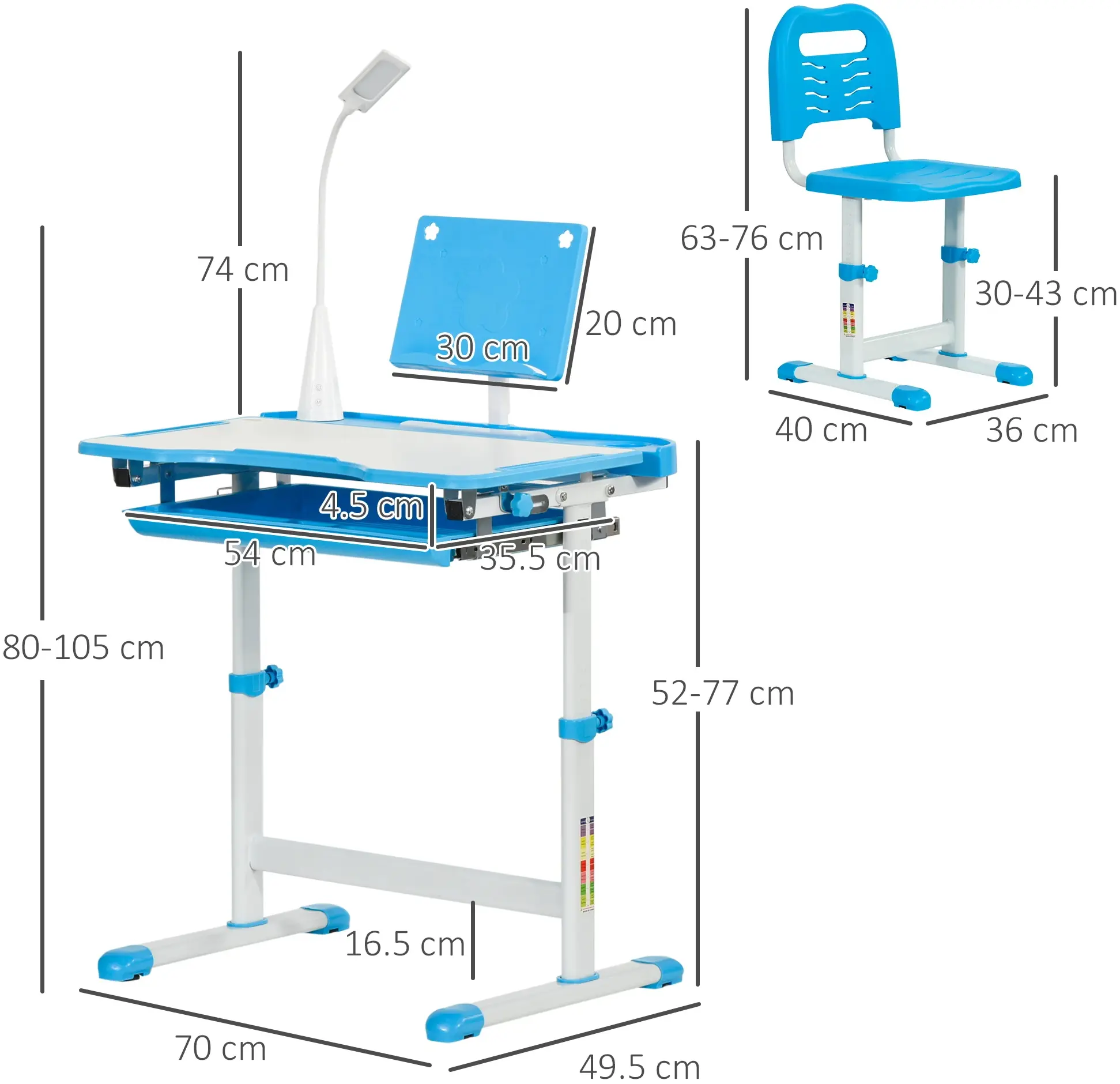 Set banca + scaun Homcom 312-062BU (Blue) - 8