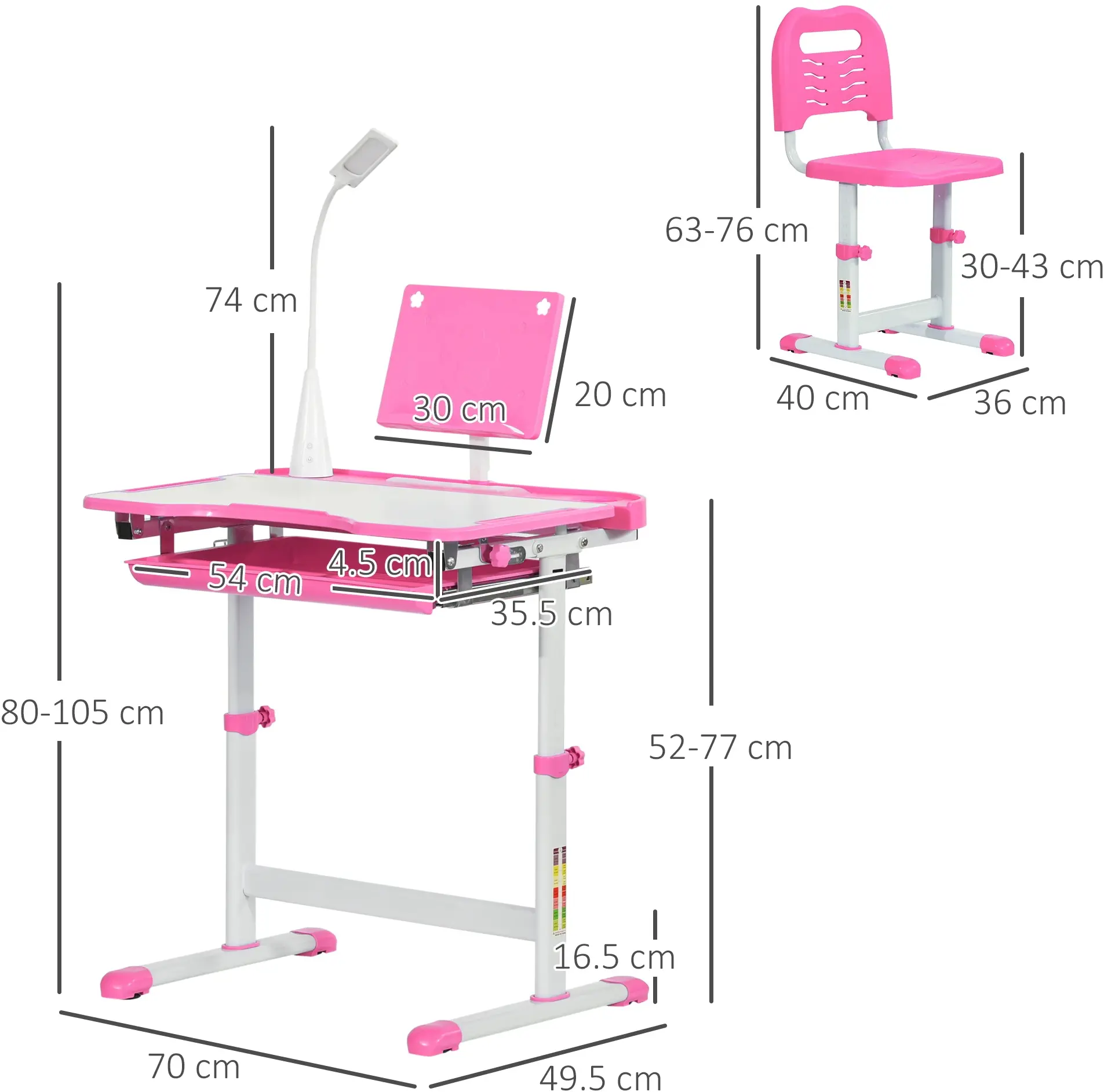 Set banca + scaun Homcom 312-062PK (Pink) - 8