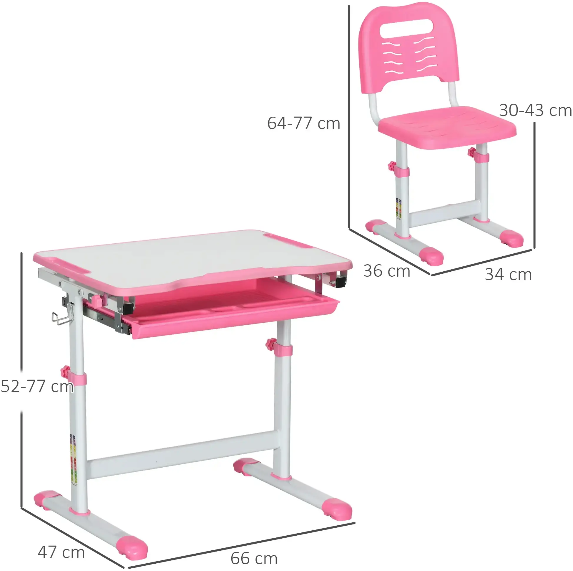 Set banca + scaun Homcom 312-064V80PK (Pink) - 7