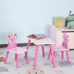 Set masa + 2 scaune Homcom 312-015 (Pink)