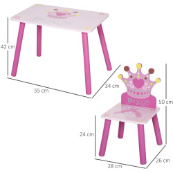 Set masa + 2 scaune Homcom 312-015 (Pink) Thumb