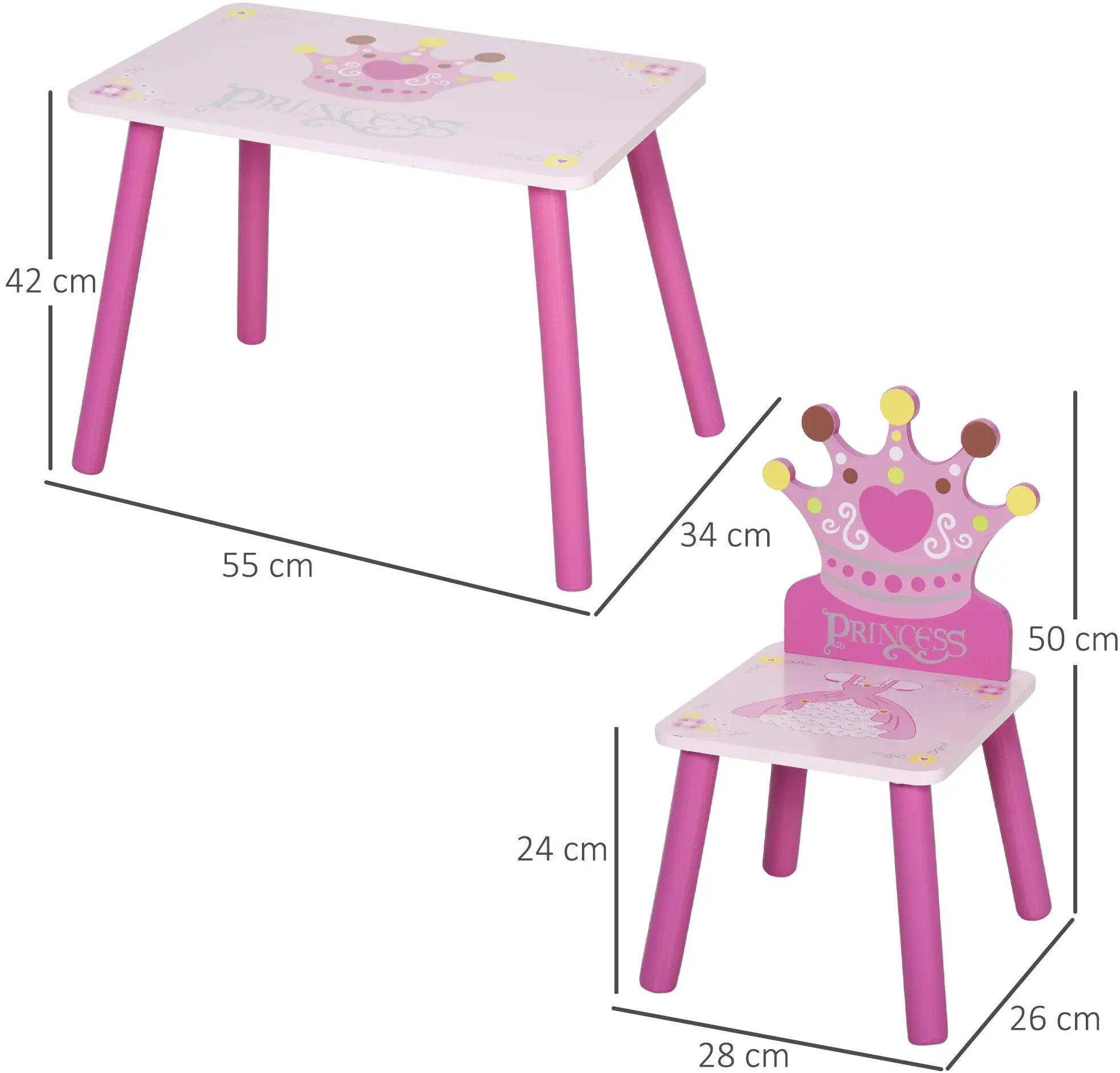 Set masa + 2 scaune Homcom 312-015 (Pink) - 10