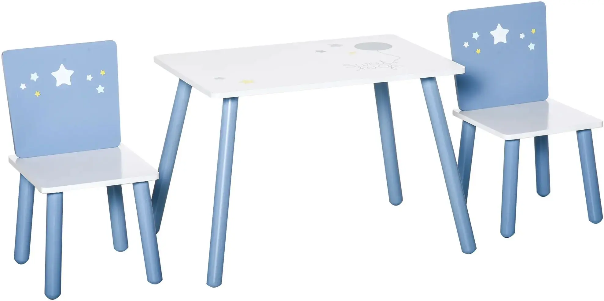 Set masa + 2 scaune Homcom 312-035 60x40x43 cm (White/Light Blue)