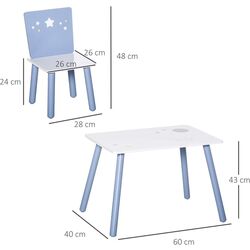 Set masa + 2 scaune Homcom 312-035 60x40x43 cm (White/Light Blue) Thumb