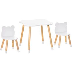 Set masa + 2 scaune Homcom 312-043 56x56x50 cm (White/Pine) Thumb