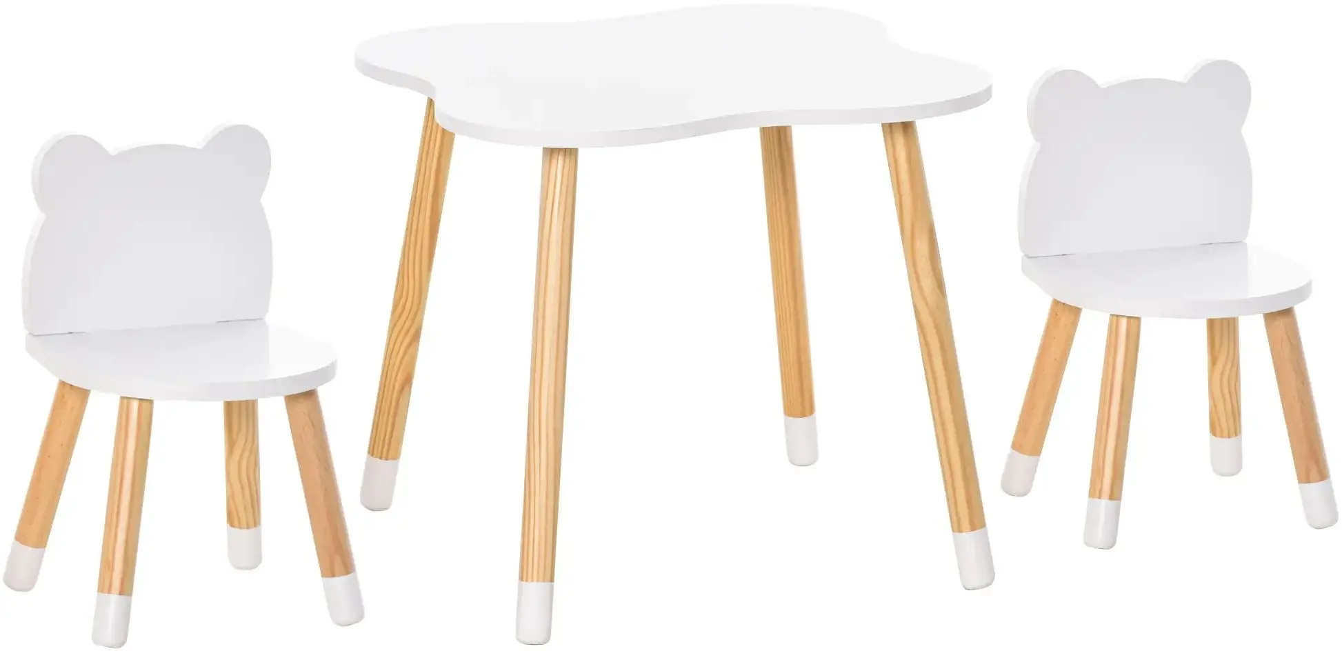 Set masa + 2 scaune Homcom 312-043 56x56x50 cm (White/Pine)