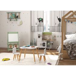 Set masa + 2 scaune Homcom 312-043 56x56x50 cm (White/Pine) Thumb