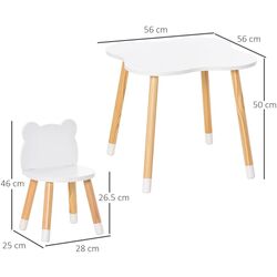 Set masa + 2 scaune Homcom 312-043 56x56x50 cm (White/Pine) Thumb