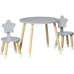 Set masa + 2 scaune Homcom 312-080V00GY (Light Grey/Birch) Thumb