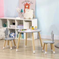 Set masa + 2 scaune Homcom 312-080V00GY (Light Grey/Birch)