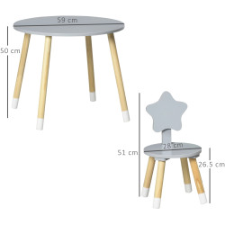 Set masa + 2 scaune Homcom 312-080V00GY (Light Grey/Birch) Thumb