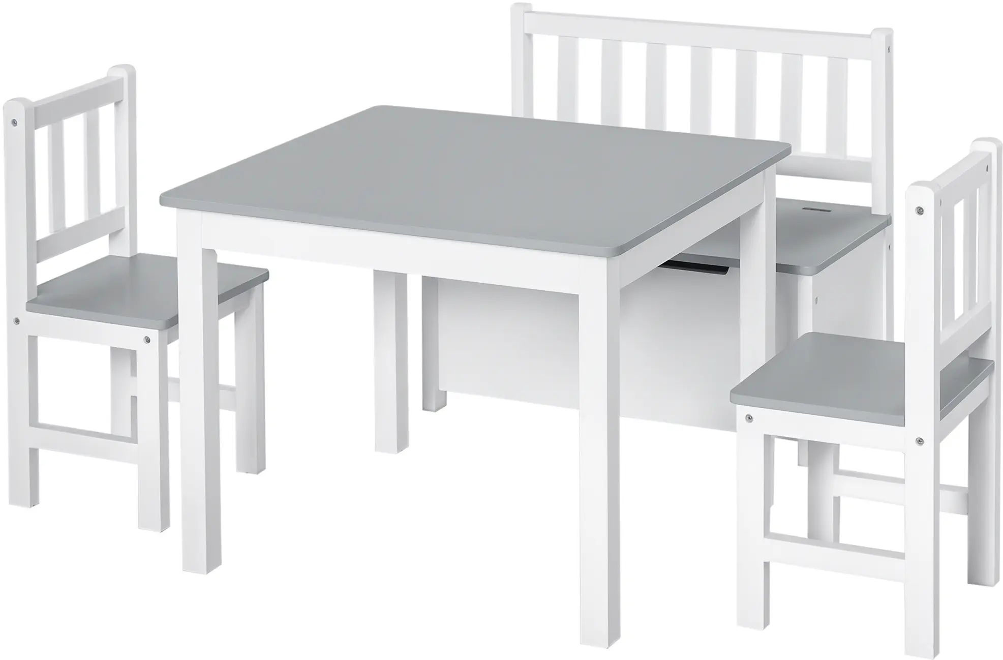Set masa + 2 scaune + banca Homcom 312-001GY (Grey/White) - 2