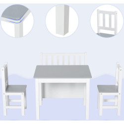 Set masa + 2 scaune + banca Homcom 312-001GY (Grey/White) Thumb