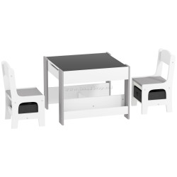 Set masa si 2 scaune Homcom 312-111V80GY (Grey/White)