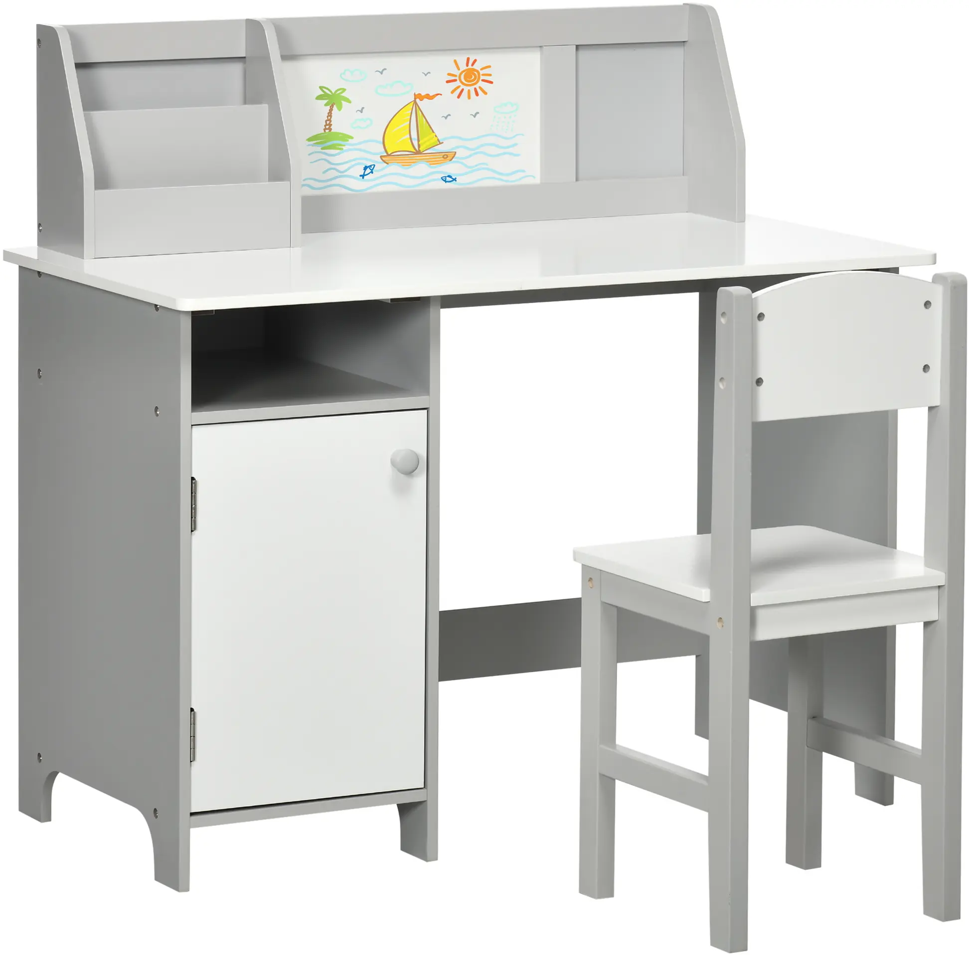 Set masa + scaun Homcom 312-089V00GY (White/Grey) - 2