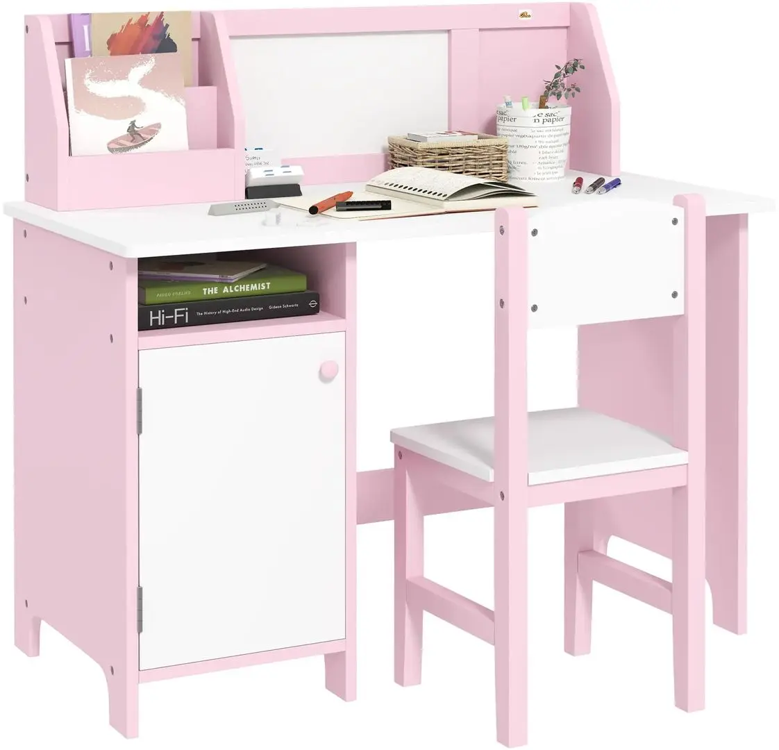 Set masa + scaun Homcom 312-089V00PK 90x45x85 cm (White/Pink) - 3