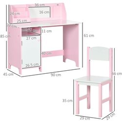 Set masa + scaun Homcom 312-089V00PK 90x45x85 cm (White/Pink) Thumb
