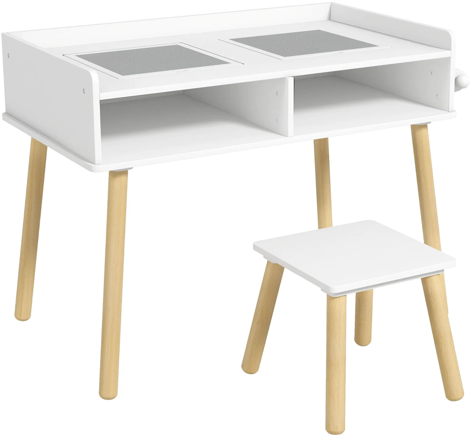 Set masa + scaun Homcom 312-110V80WT (White/Grey/Natural Wood) - 3