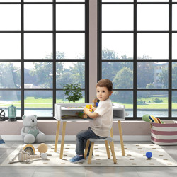 Set masa + scaun Homcom 312-110V80WT (White/Grey/Natural Wood) Thumb