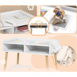 Set masa + scaun Homcom 312-110V80WT (White/Grey/Natural Wood) Thumb