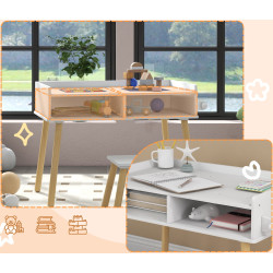 Set masa + scaun Homcom 312-110V80WT (White/Grey/Natural Wood) Thumb