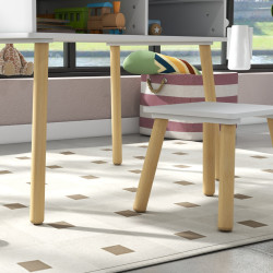Set masa + scaun Homcom 312-110V80WT (White/Grey/Natural Wood) Thumb