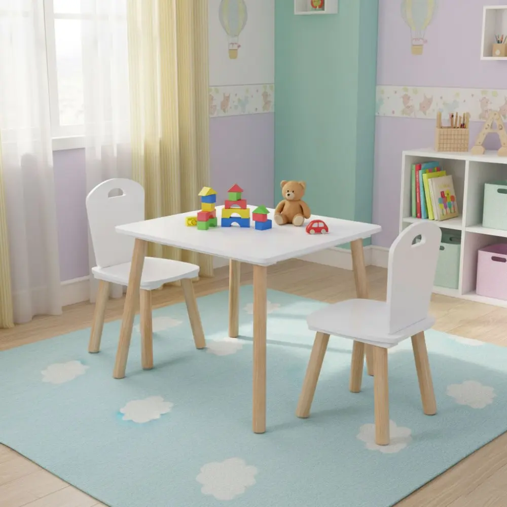 Набор стол + 2 стульчика Ricokids RC-848 (White/Natural)