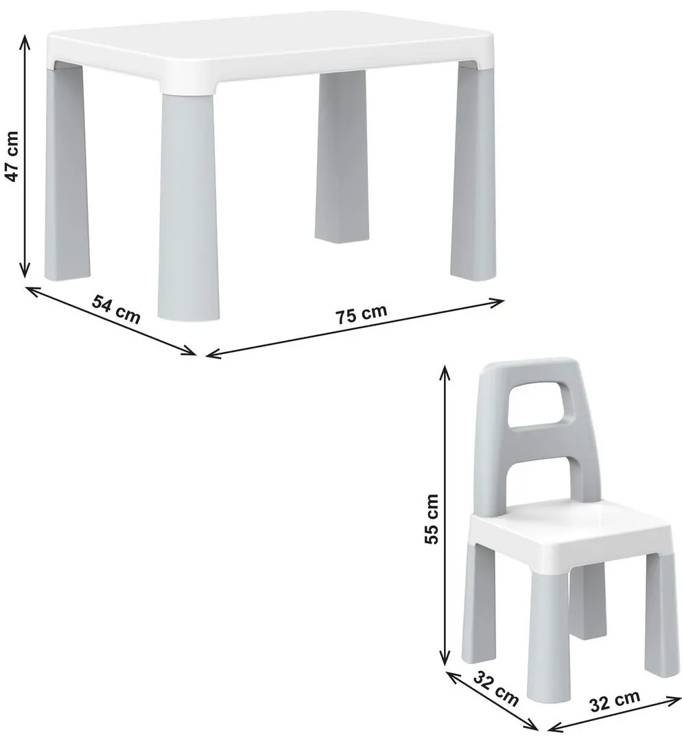 Set masa+2 scaunele TechnoK 0150 (White/Grey)
