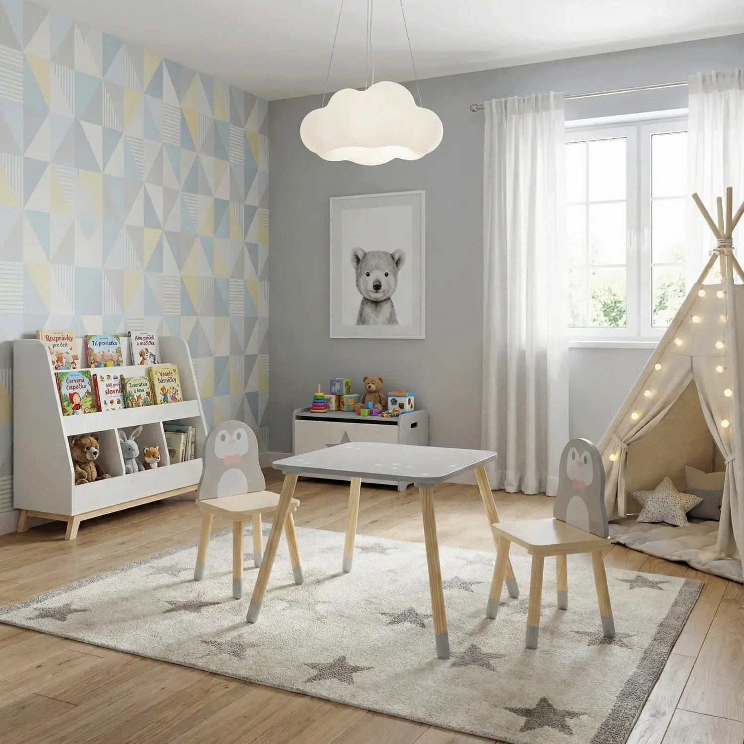 Набор стол + 2 стульчика Tempo Kondela Saver TYP 2 (Grey/Natural) - 2