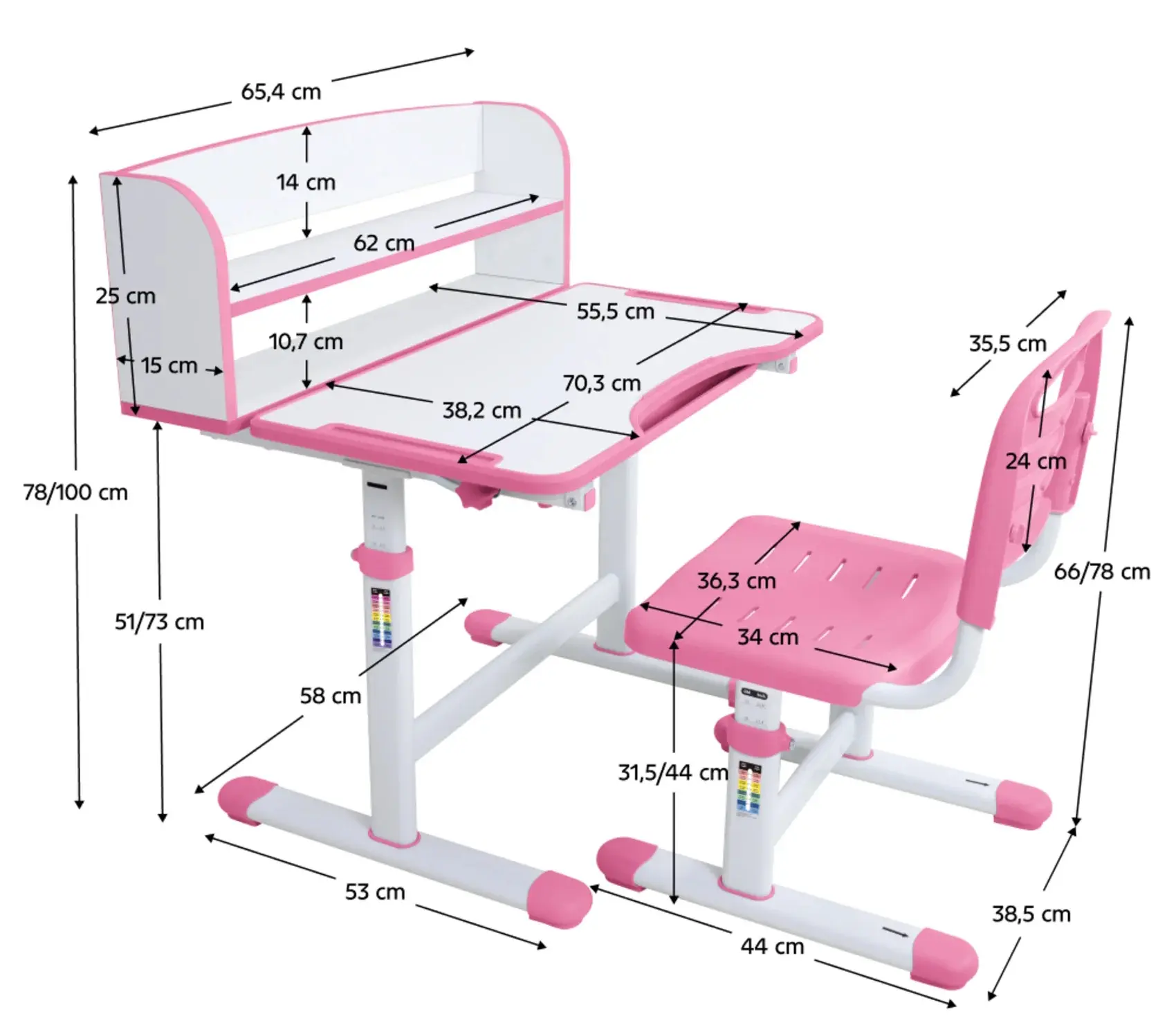 Set masa + scaun Tempo Kondela Zion (Pink/White) - 14