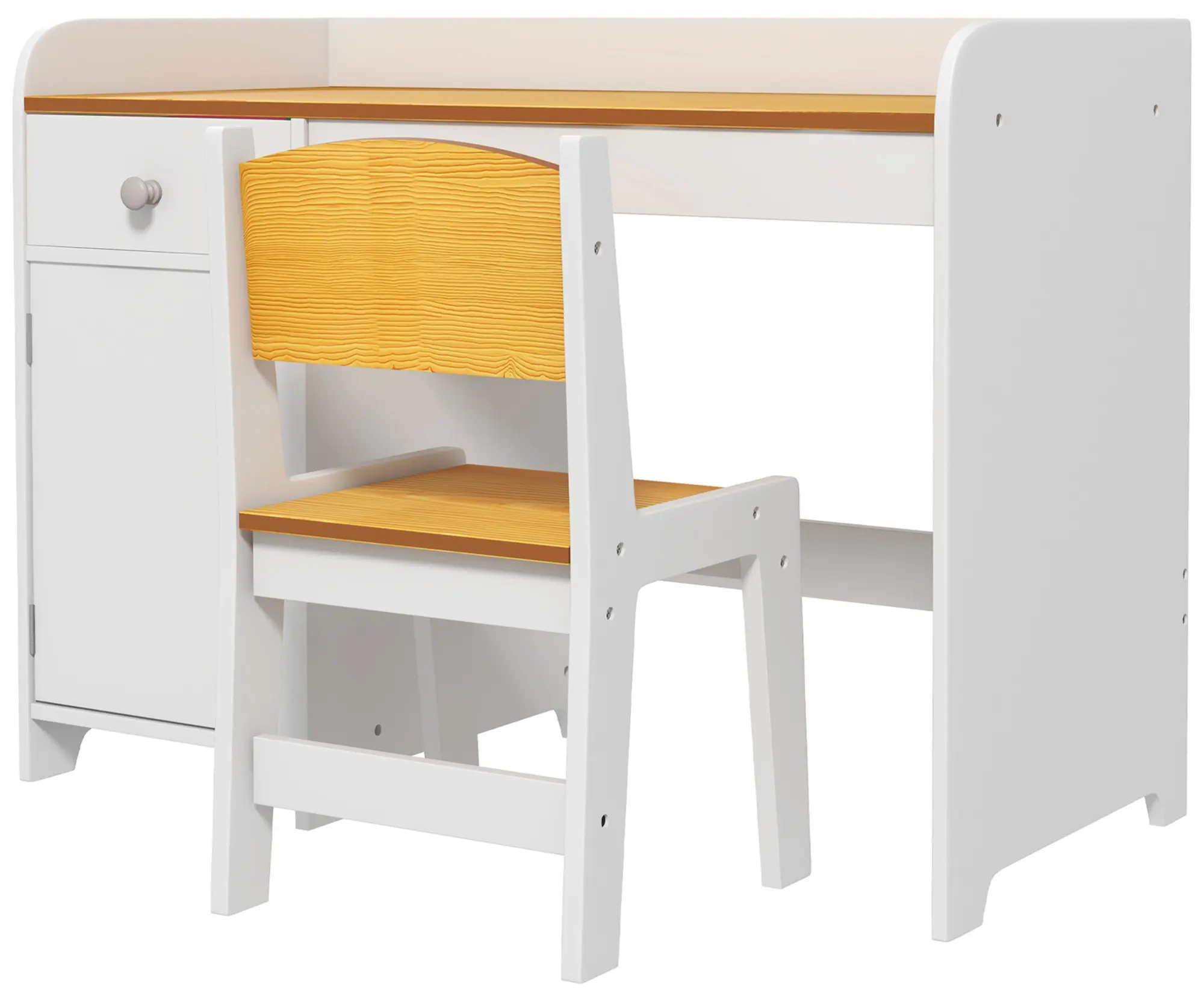 Set banca si scaun Zonekiz 312-103V80WT (White/Natural) - 2