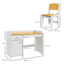 Set banca si scaun Zonekiz 312-103V80WT (White/Natural) Thumb