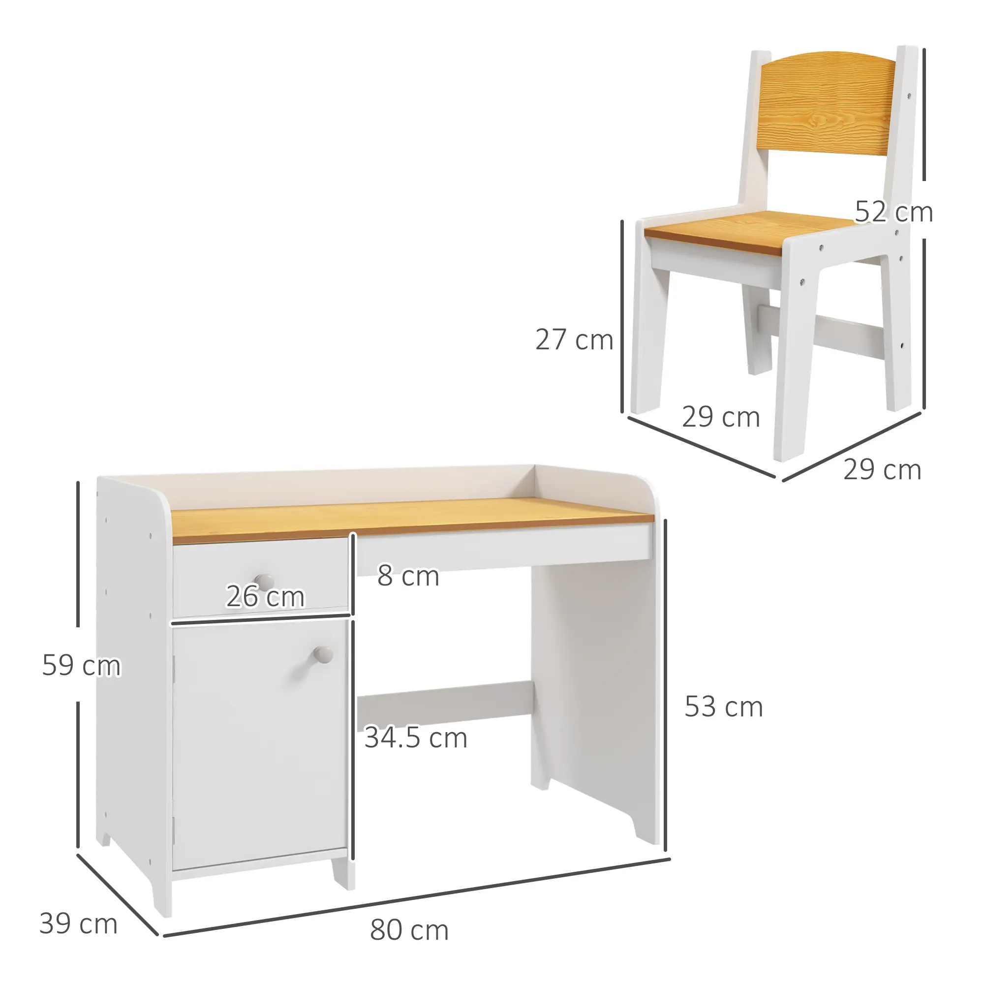 Set banca si scaun Zonekiz 312-103V80WT (White/Natural) - 3