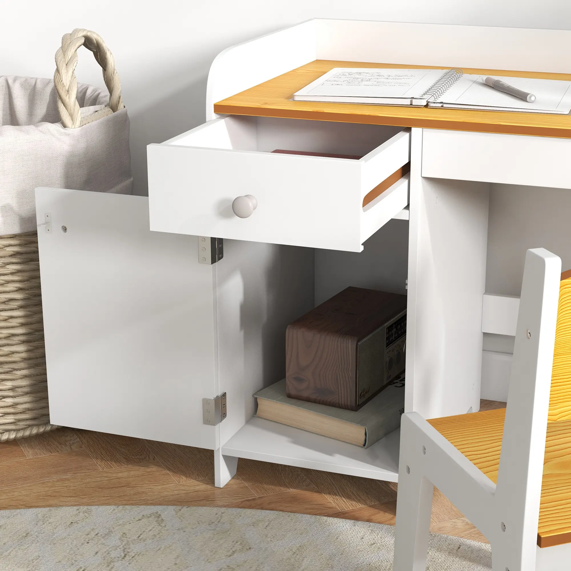 Set banca si scaun Zonekiz 312-103V80WT (White/Natural) - 4