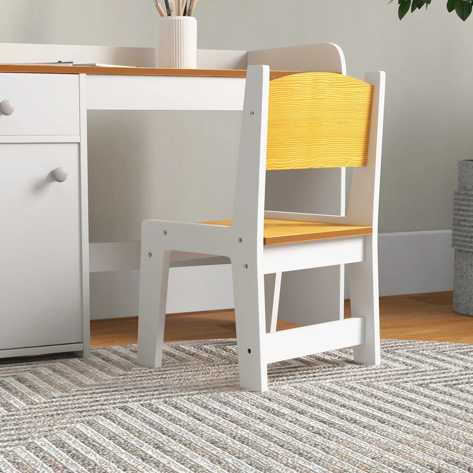 Set banca si scaun Zonekiz 312-103V80WT (White/Natural) - 5
