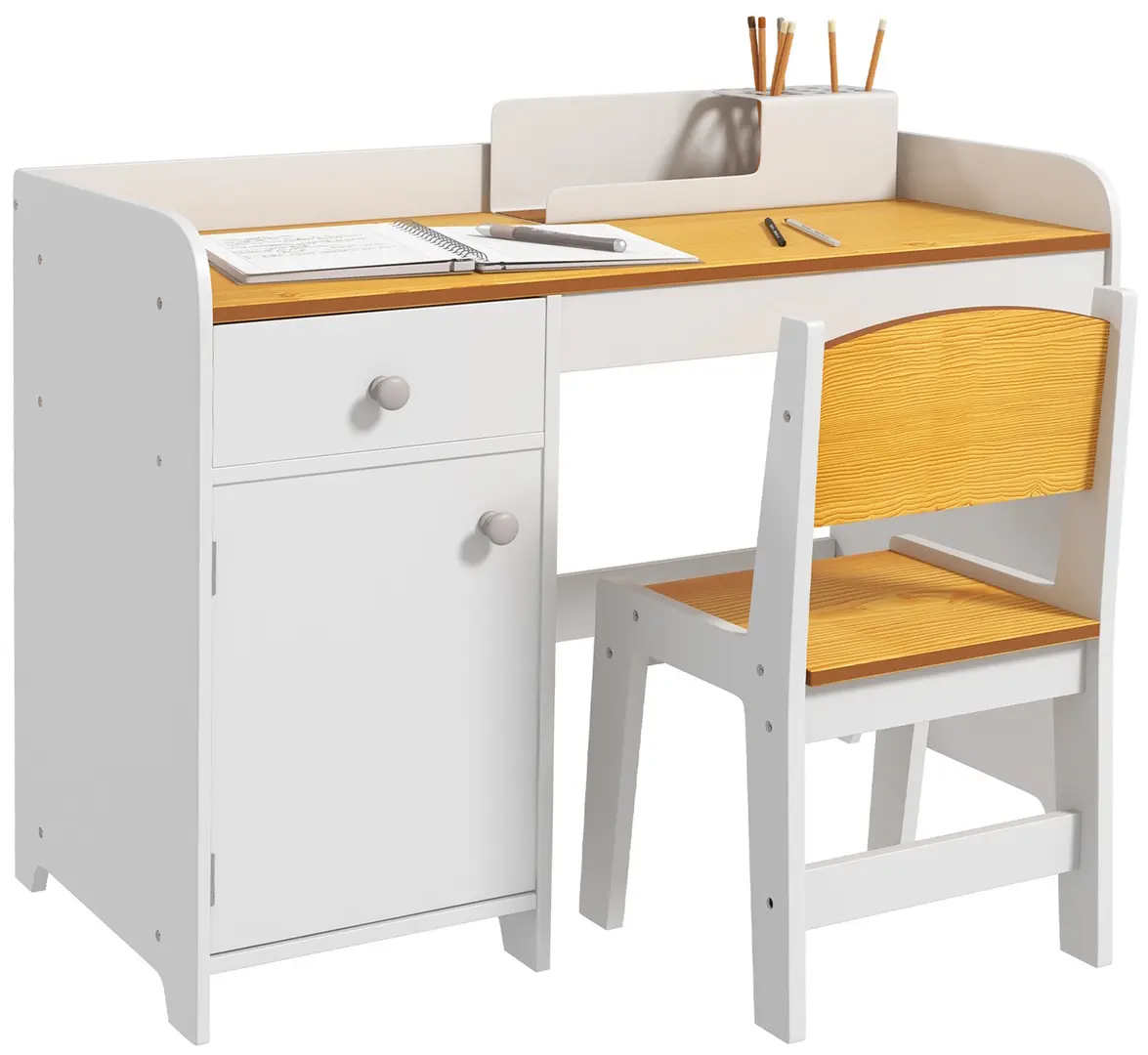 Set banca si scaun Zonekiz 312-103V80WT (White/Natural)