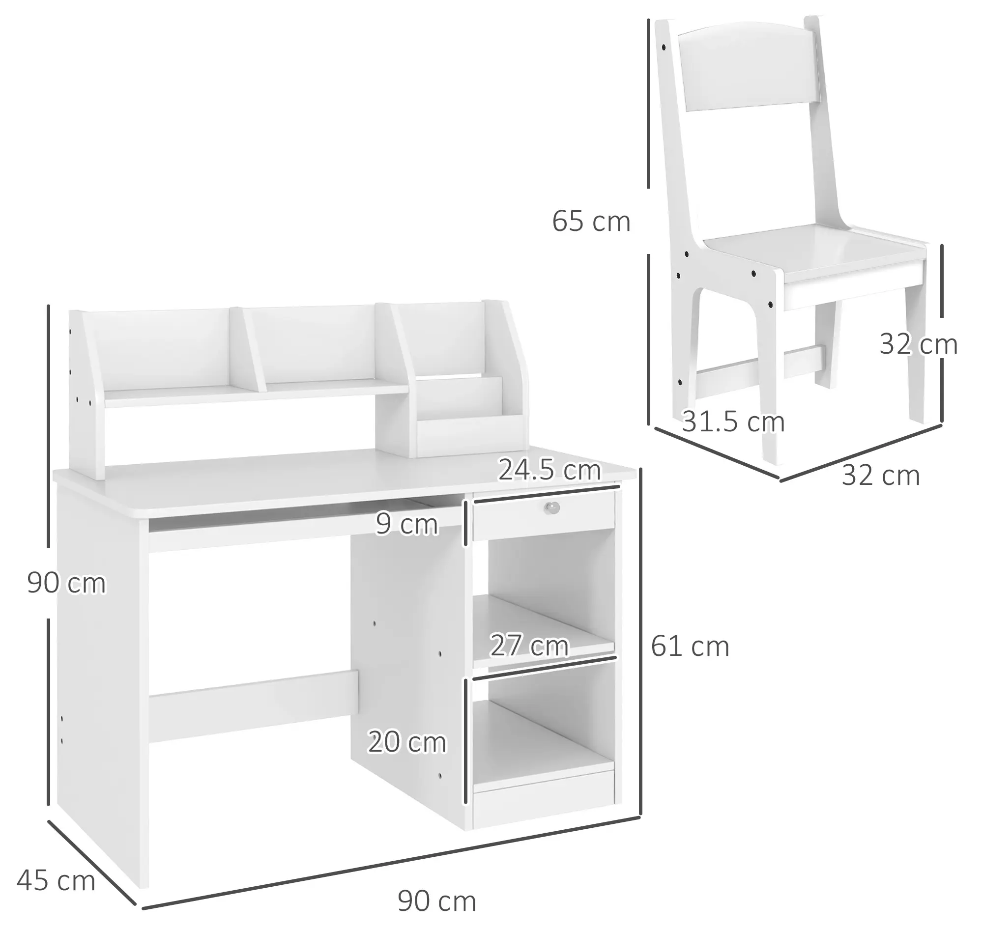Набор парта со стулом Zonekiz 312-107V80WT (White) - 3