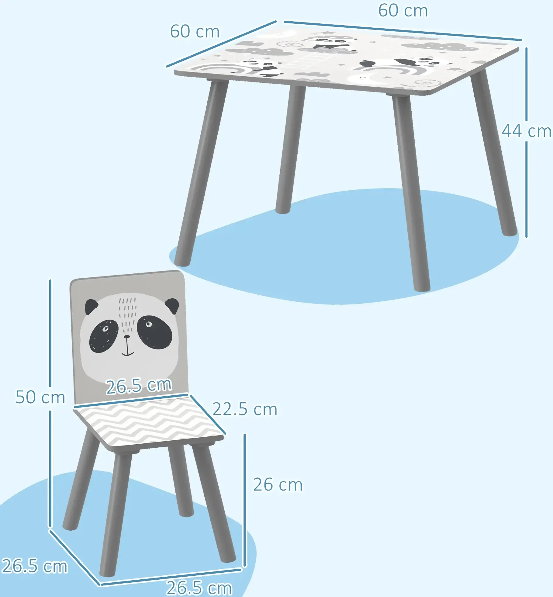 Set masa + 2 scaune Zonekiz 312-102V00GY (Grey) - 5