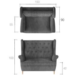 Set de mobila moale Eltap Aros 2+1 Matt Velvet 68 (Burgundy) Thumb