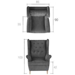 Set de mobila moale Eltap Aros 2+1 Matt Velvet 68 (Burgundy) Thumb