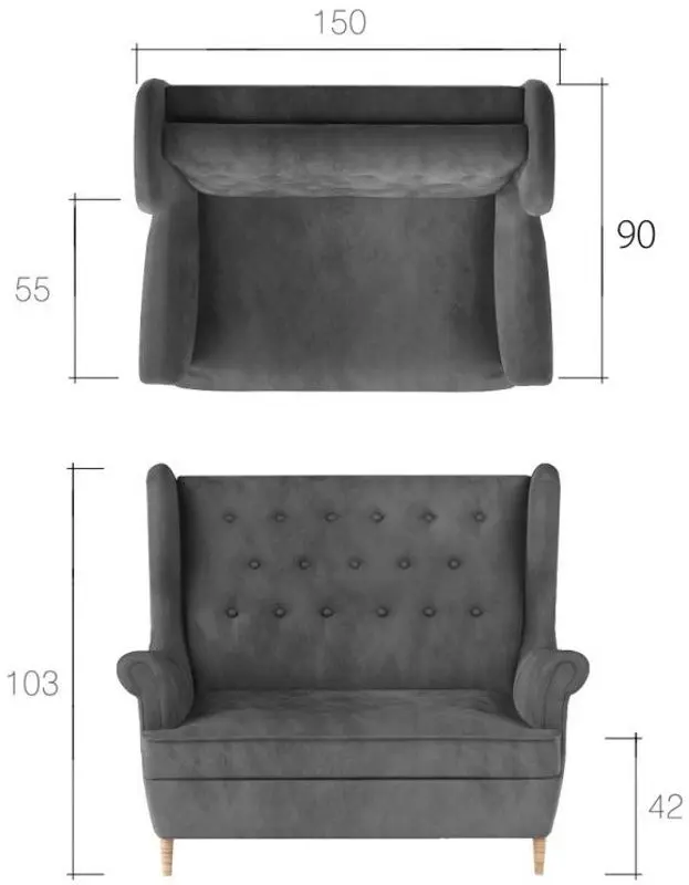 Set de mobila moale Eltap Aros 2+1 Sawana 21 (Gray)