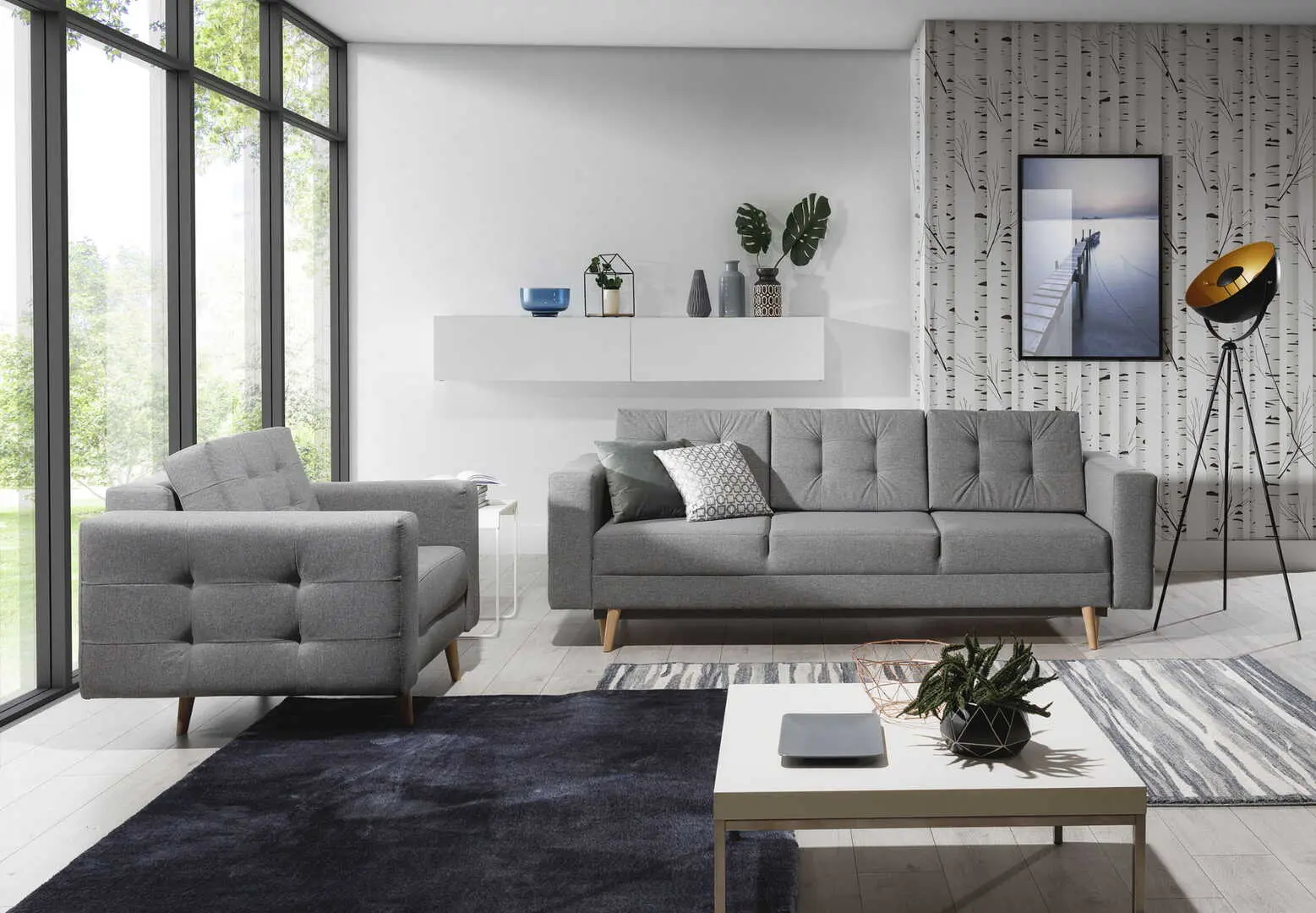 Set de mobila moale Eltap Asgard 3+1 Cover 87 (Gray)