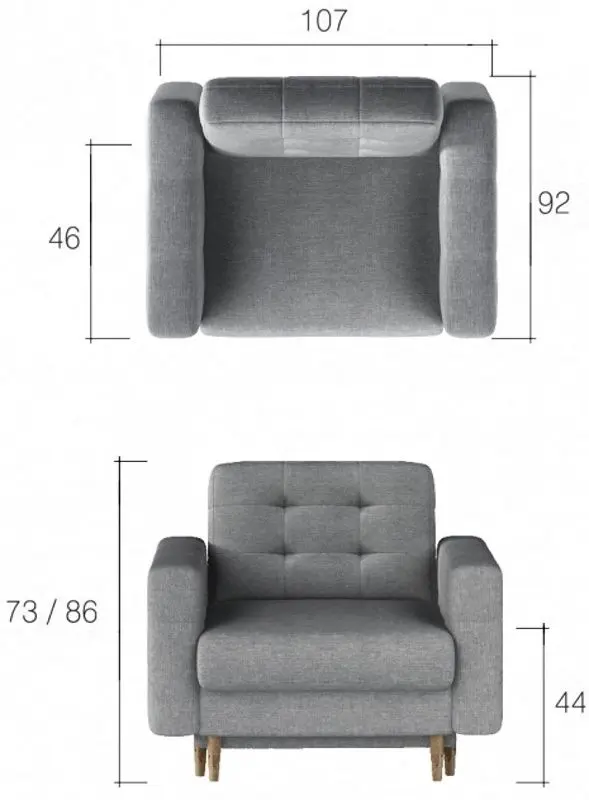 Set de mobila moale Eltap Asgard 3+1 Cover 87 (Gray)