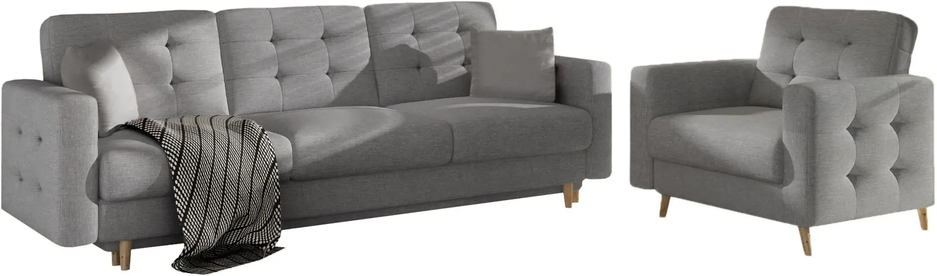 Set de mobila moale Eltap Asgard 3+1 Cover 87 (Gray)