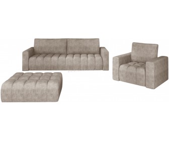 Set de mobila moale Eltap Lazaro 3+1+Pouf Dora 21 (Beige)