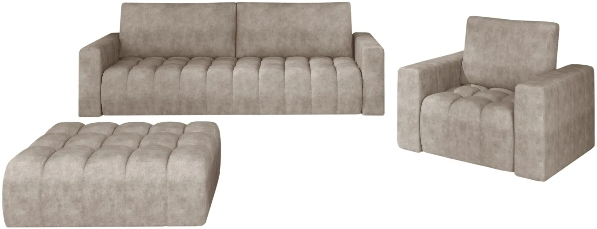 Set de mobila moale Eltap Lazaro 3+1+Pouf Dora 21 (Beige)