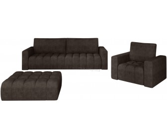 Set de mobila moale Eltap Lazaro 3+1+Pouf Dora 28 (Dark Brown)